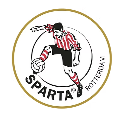 Rond Sparta Rotterdam logo met een voetballend persoon en een gouden cirkel eromheen - Timeless Events